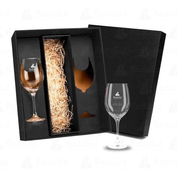 Jogo de 2 taças de vidro para vinho com porta garrafa Jogo de 2 taças de vidro para vinho com porta garrafa